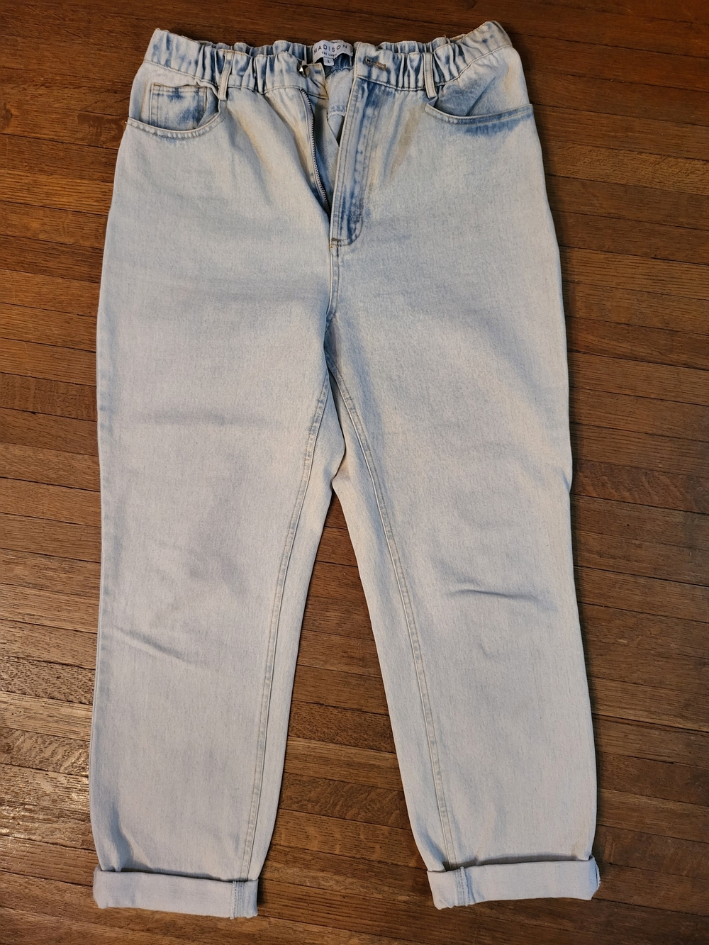 Madison Light Blue Boyfriend Jeans with Elastic Waist